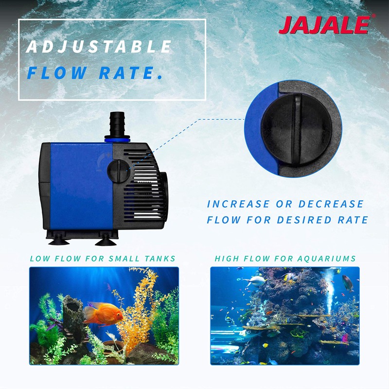 JAJALE 792 GPH Submersible Water Pump - Adjustable Quite Aquariums,