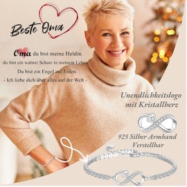 Jbniuay Gift for women, grandma, grandmother, women's bracelet - infinity heart zirconia bracelet - bracelet silver 925 ladies, birthday gift for grandma, Christmas gift for grandmother, Sterling