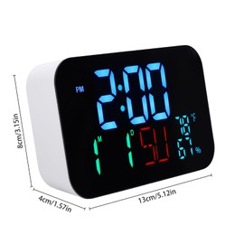 ZAICOLER Smart Clock Real Time Time, Date, Weekday Display Large LED Screen Four Brightness Levels Desk Clock with Sync Automatically via Power by USB for Home Office (White Shells- Blue