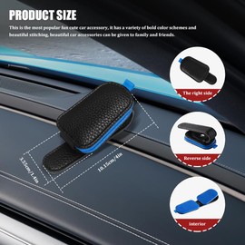 QZTYTY Sunglasses Holders for Car Visor, Sunglass Car Organizer, Leather Magnetic Buckle Sun Visor Sunglass Clip, Car Accessories Ticket Card Clip Sunglasses Mount Fit Truck (Black/Blue, 2PCS)