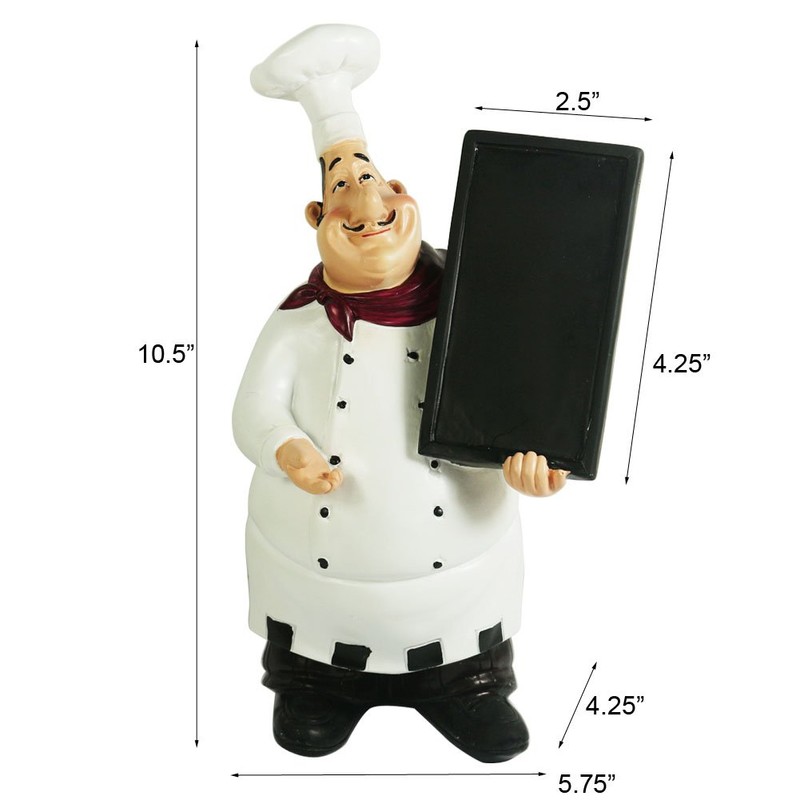 KiaoTime 98915HB Italian Chef Figurines Kitchen Decor with Chef Chalkboard