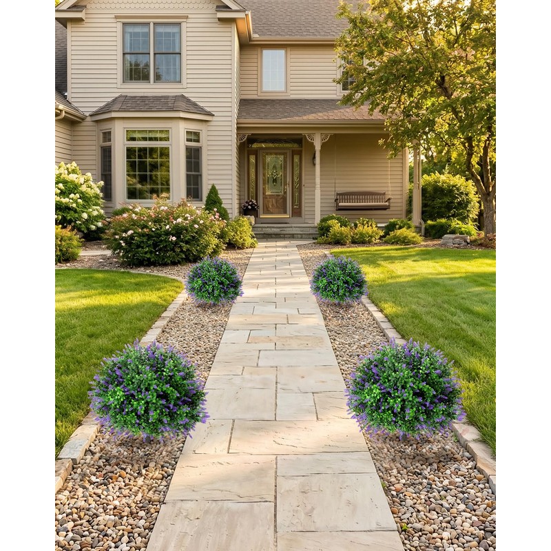 27.5 inch 2 Pack Artificial Lavender Boxwood Topiary Trees