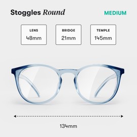 Stoggles Round Z87.1 Certified Polycarbonate Safety Glasses, Scratch & Shatter-Proof, Blue-Light & UV Blocking Lens, Top & Side Shields, Anti-Fog Dip Coated, Durable, Protective & Stylish Eyewear