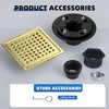 morefine Gold Shower Drain 6 inch with Flange, Square Shower