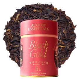 August Essentials Black Gold Tea – Handcrafted Organic Black Tea for Daily Enjoyment – Ideal Morning Drink with Malty, Golden Flavor & Caramel Notes in a 15 Tea Bag Packaging (1.8oz)