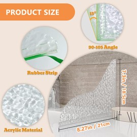 HYSSBR 2Pcs Thickened Shower Splash Guard Durable Bathtub Corner Splash Guard Waterproof Kitchen Shower Water Splash Guard Acrylic Bath Splash Guard for Bathtub