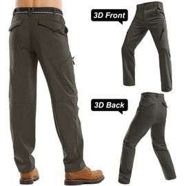 Jessie Kidden Mens Hiking Pants Water Repellent Outdoor Snow Ski Fishing Camping Walking Fleece Lined Insulated Winter Pants (6070 Earth tone 38)