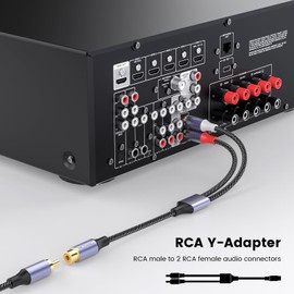 MOSWAG RCA Cable RCA Y Splitter 1 Female to 2 Male Y Splitter Amplifier for Game Consoles, CD Players, Subwoofers, Home Theater, HDTV