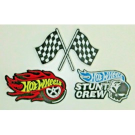 Unbranded HOT WHEELS STUNT CREW Embroidered Sewn/Iron On Patch Set Of 3