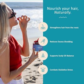 Akasha Superfoods GROW Hair & Beauty Gummies with Astaxanthin, Pumpkin Seed, & Kelp - Pomegranate Paradise Flavor Vegan 60 Gummies