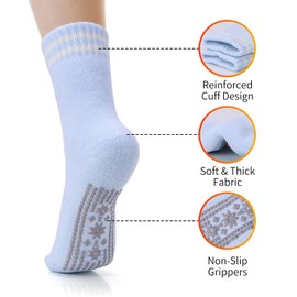 ICEIVY Thermal Slipper Socks, Thick Grip Hospital Plush Slipper Grip Socks Women Winter Soft Warm Cozy Socks 4 Pairs (Multicolor-D3)