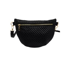 Phlox Collective Women's Fanny Pack Small Crossbody Bag, Basketweave (Black)