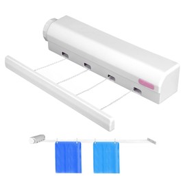 Hapivida Retractable Clothesline Telescopic Indoor Outdoor Wall Mounted Clothes Dryer Line Drying Rope Hanger (Four Ropes)