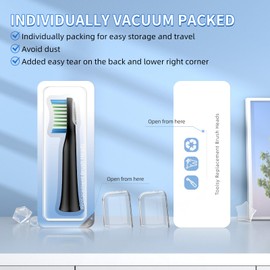 Toolsy 10 Pack Toothbrush Replacement Heads Compatible with Bitvae D2 Sonic Electric Toothbrush, 10 Count (Black, 10 Count(Pack of 1))