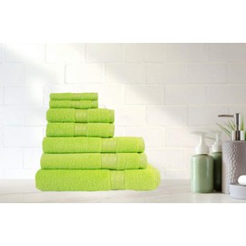 🤗🖐️🛁Supreme 3 piece Matching Towel Set for Bathroom 500GSM Super Soft Cotton Pack contains 1 face flannel, 1 hand towel, 1 bath towel Absorbent and Quick Dry towels (NEON GREEN LIME)