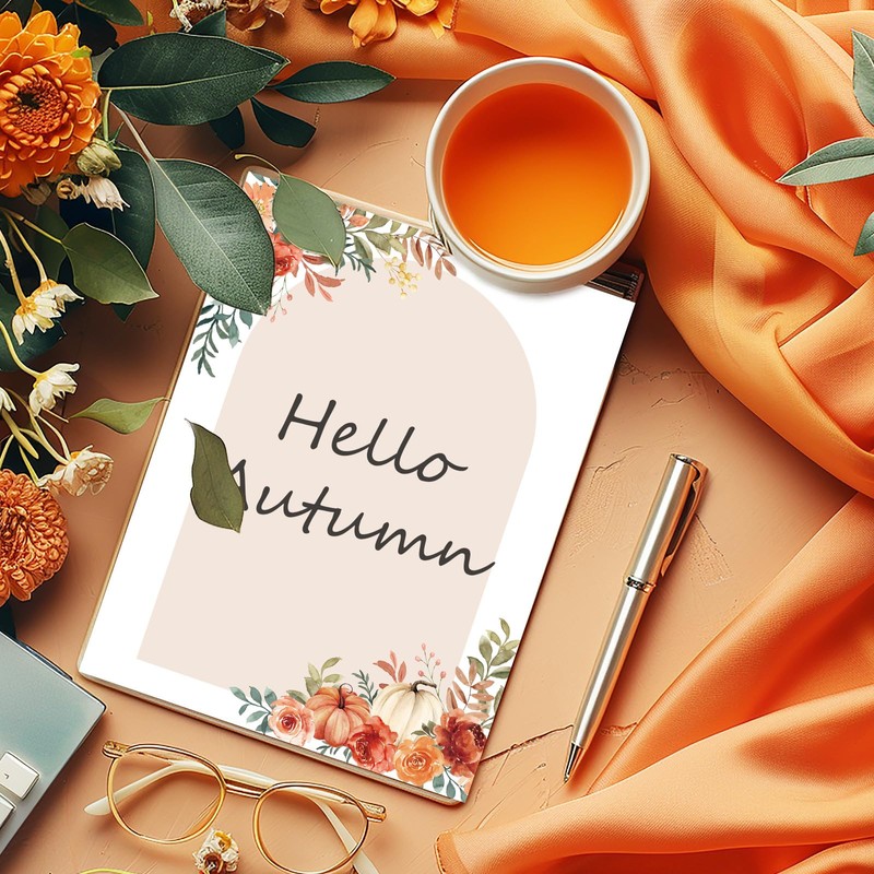 FYSUIMU 60 Sheets Fall Watercolor Stationery Letterhead Paper Pumpkin Flower