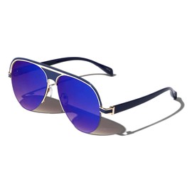 Cincinnati Curved Flat Lens Aviator Sunglasses AV-1698 (Blue)