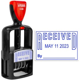 Mark 2000 Self-Inking Rubber Date Office Stamp with Received Phrase - Blue Ink - 12-Year Band