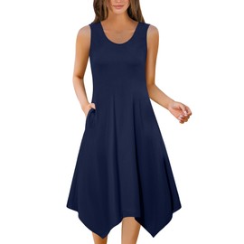 Zeagoo Floral Casual Dresses Modest Tshirt Dress Aline Midi Dress Floral Boho Sundress with Pockets Cotton Ladies Summer Dress Travel Dress Holiday Dresses