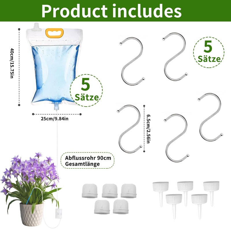 5 x 3.5 L Automatic Watering System for Potted Plants,