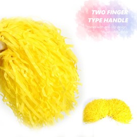 2Pcs Cheerleading Poms, Fashionable Cheerleader Poms with Plastic Ring for Sports Team Spirit Cheering (Yellow) Dance Supplies Dance Supplies Yellow Cheerleading Pom Pom