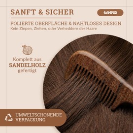 lampox Sandalwood Comb Medium Tooth Antistatic Wood Brush Wood Curling Comb Hair Comb for Wet or Curly Hair Natural Wood Comb Gentle & Nourishing