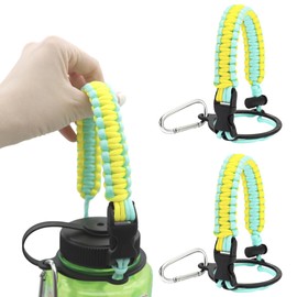 LUTQ 2 Packs Cap Strap for 32oz/53mm Wide Mouth Bottles - Durable Strap with Aluminum Alloy Safety Buckle - Handle Compatible with Nalgene -Sunshine Yellow