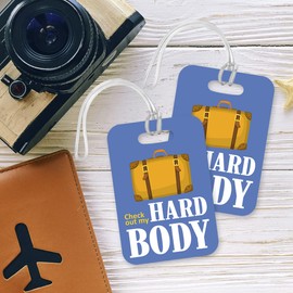 LT020 Check Out My Hard Body Novelty Funny Unique Designer Gift Glossy Plastic Suitcase Luggage Tag