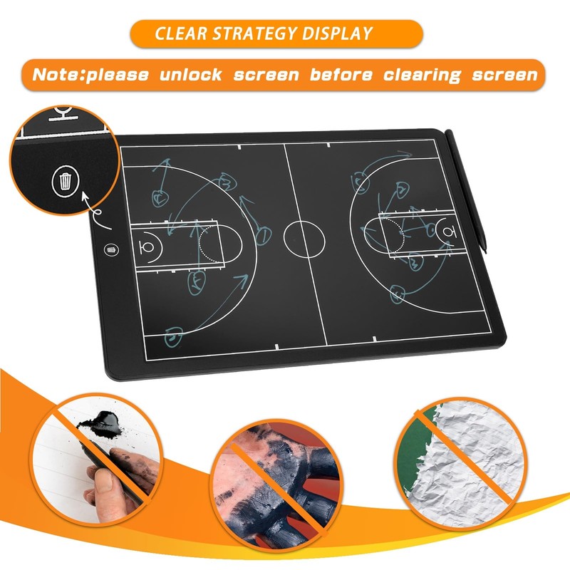 16 Inch Electronic LCD Basketball Coaching Board,Digital Strategy Marker Board