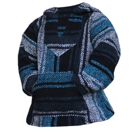 Sudadera con capucha mexicana para niños y niñas, Turquesa/Azul Marino, 11-12 Años