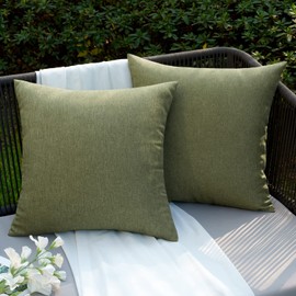 EMEMA Outdoor Waterproof Sofa Cushion Cover Waterproof Decorative Cushion Covers Decorative Cushion Cover Made of Polyester for Garden Sofa Living Room Bed Set of 2 45 x 45 cm Dark Green