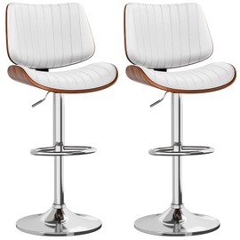 YaFiti Bar Stools Set of 2, Adjustable Swivel Barstools for Kitchen Island, Upholstered Counter Height with High Backrest for Kitchen Island, White