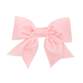 Wee Ones Girls' Plush Velvet Bowtie with Tails on a WeeStay Hair Clip, Small King, Lt Pink