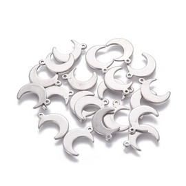 GIFTZ GALORE GIFTS & CRAFT SUPPLIES Pack of 30 Stainless Steel Moon 16mm Pendants/Charms