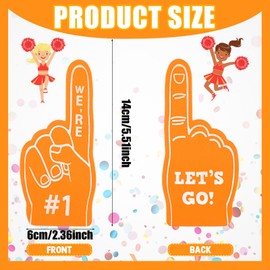 Sinmoe 24 Pcs Mini Foam Finger Baseball Fan Mini Foam Finger, We're #1 Sports Themed Party Supplies for Baseball Hockey Football Basketball Events Team Gifts(Orange)