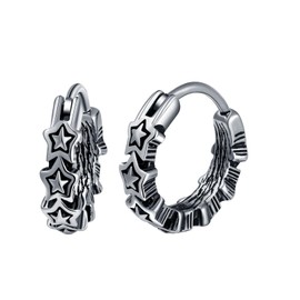Yumilok Fashion Stainless Steel Stars Earrings Hoops for Men Women Creative Star Creole Earrings Diameter 1.1cm Novelty Accessories Jewellery for Teenager