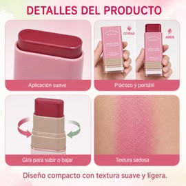 Rubor en Crema 3 en 1, Blush en Barra para Mejillas Labios y Ojos