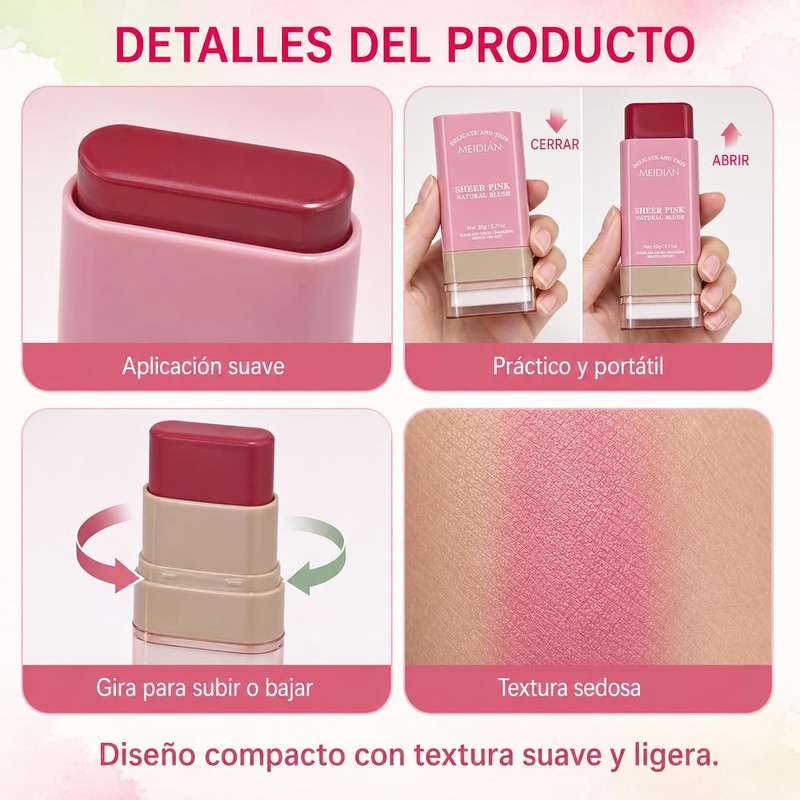 Rubor en Crema 3 en 1, Blush en Barra para