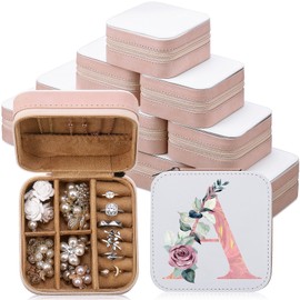 Kenning 12 Pcs Sublimation Jewelry Box Portable Jewelry Travel Case Bulk Bridesmaid Proposal Gift Boxes Small Travel Jewelry Organizer Case for Wedding Anniversary DIY (Pink)