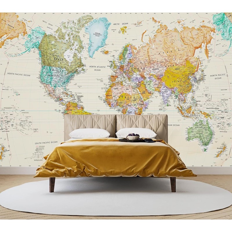 Dingdanbao Dingdanbao World Map Wallpaper, Geographical Topics 3D Mural, Self