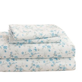 JiaPoem 4 Piece Sheets Set Floral - Sleep Better Than Ever with These Ultra-Soft & Cooling Bed Sheets for Your Bed - Deep Pocket Fits 16"-24" Mattress (Blue,King (U.S. Standard))