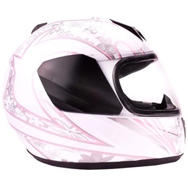 Typhoon Youth Full Face Motorcycle Helmet Kids DOT Street - White Pink Butterfly ( Large )