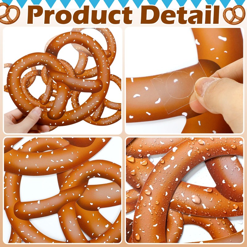 36 Pcs Pretzel Cutouts Oktoberfest Party Decor German, 4.5",6",8.3"