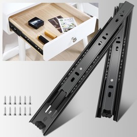 20 inch Drawer Slides 4 Pairs (8pcs) 3 fold Full Extension Side Mount Cabinet Drawer Glides 20" Black Cabinet Rails for Dresser, Cabinet, Kitchen,Trash Can, Wardrobe 100 LB Capacity