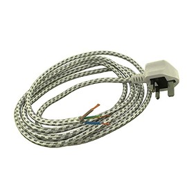 Paxanpax PSA120 Universal White Iron Mains Cable & White Plug Assembly (13A, 3-Core, 0.75mm, 2.5m)