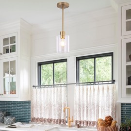 KLSS Brass Pendant Lights,Modern Farmhouse Pendant Light,Kitchen Pendant Mini Hanging Light for Sink Island,Adjustable Height,Home Décor Lighting