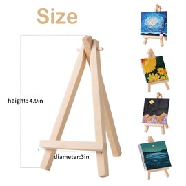 Hudiepan Pack of 10 Mini Wooden Easel, Mini Easel, Small Wooden Triangle Easel, Mini Wooden Decoration Easel, Triangle Foldable Wooden Easel, for Display Painting, Wedding Photos, Business Cards