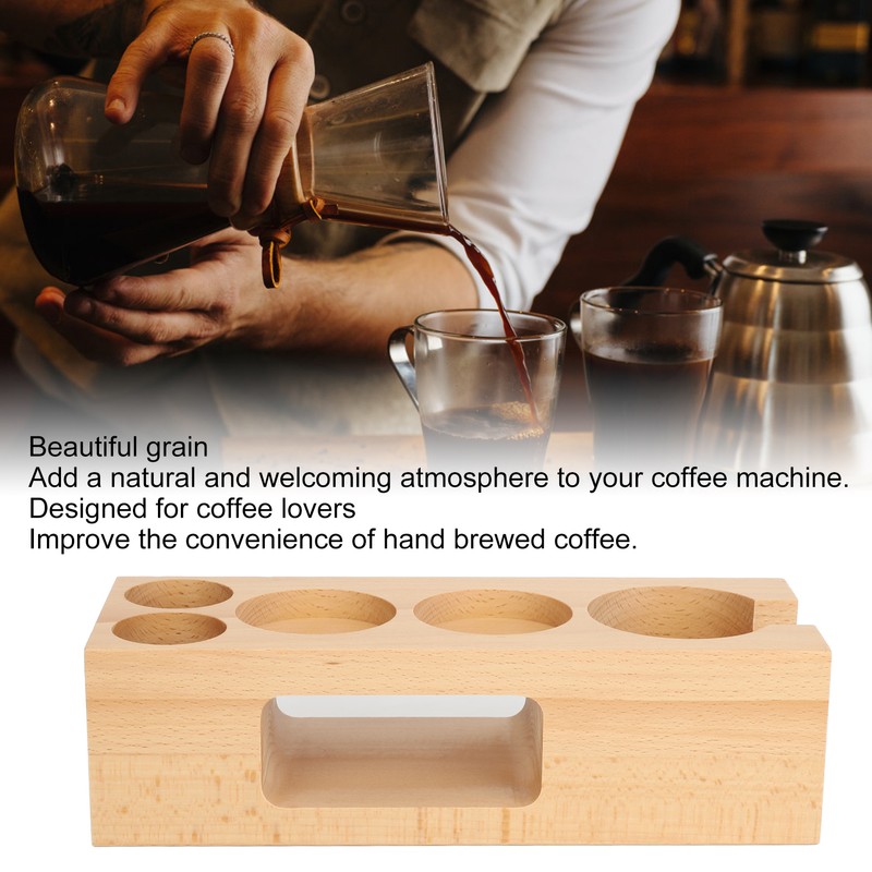 Coffee Tamper Base Multifunction Beech Coffee Distributor Tamping Station Accessories