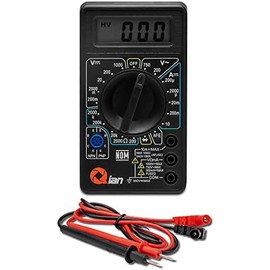 QIAN Multimetro Digital Pantalla LCD 3 12 digitos -Mide Voltaje ACDC, Corriente CC y Resistencia - Incluye Punta Negra y Roja (QAD-90011)