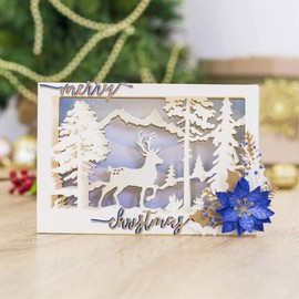 Christmas Deer Tree Mountain Peak Metal Cutting Dies,Embossing Stencil Scrapbook Die Cuts for Scrapbooking Paper Card Making Frame Photo Album Greetings Card Decorative DIY Xmas Crafts Christmas